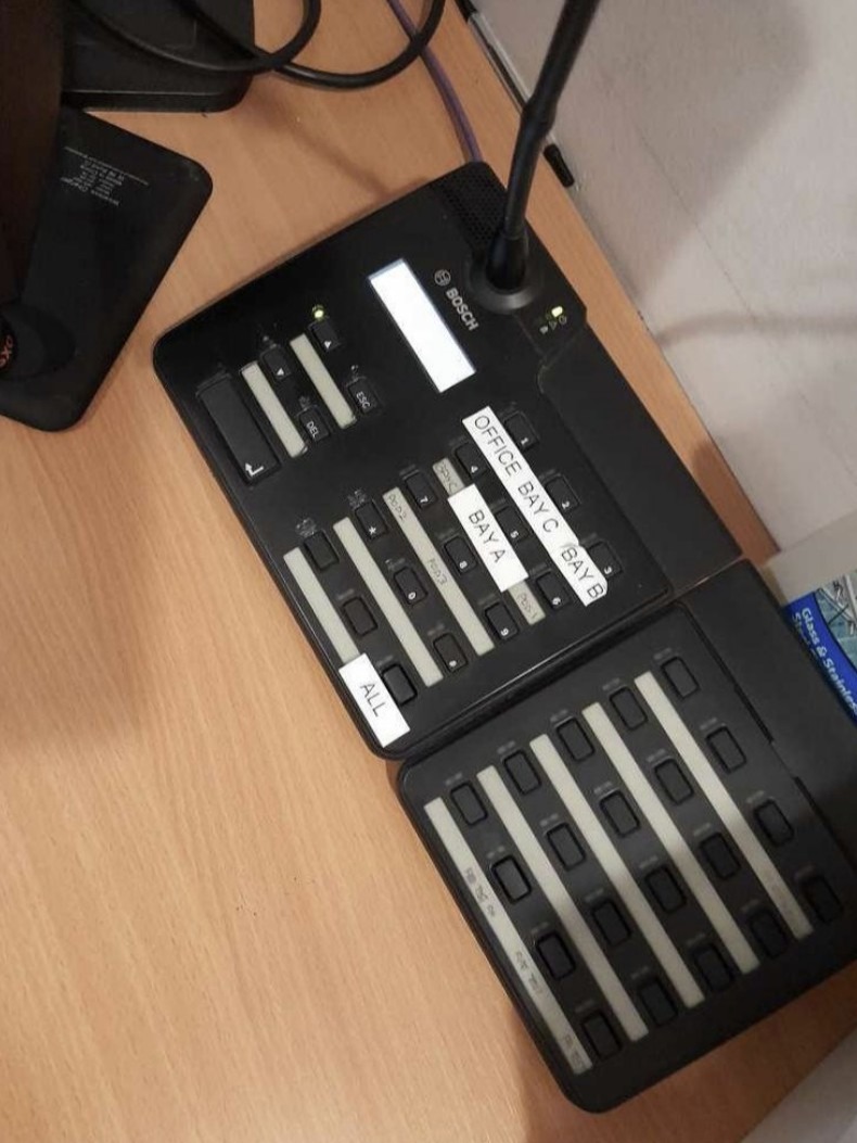 Bosch paging microphone system for Currys national distribution centre, providing high quality audio to the office and warehousing zones